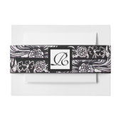 Black White Flowers and Shamrocks Floral Monogram Uitnodigingen Wikkel (Voorkant Voorbeeld)