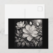 Black & White Flowers Briefkaart (Voorkant / Achterkant)