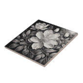 Black & White Flowers Tegeltje (Zijkant)