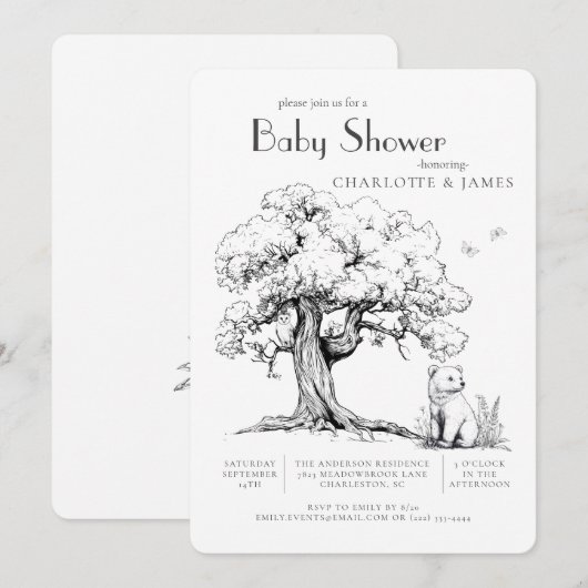 Black & White Forest Beer Baby shower Kaart (Voorkant / Achterkant)