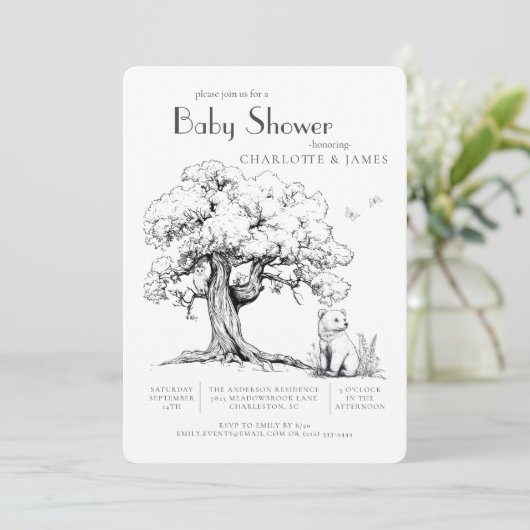 Black & White Forest Beer Baby shower Kaart (Staand voorkant)