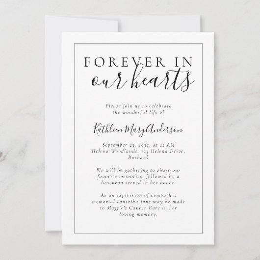 Black White Forever in ons hart | Memorial Kaart (Voorkant)