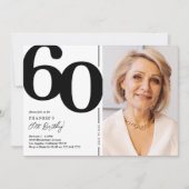 Black White foto 60th Birthday Party Kaart (Voorkant)