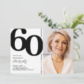 Black White foto 60th Birthday Party Kaart (Staand voorkant)