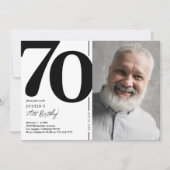 Black White foto 70th Birthday Party Kaart (Voorkant)