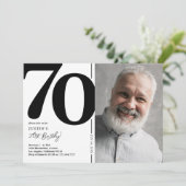 Black White foto 70th Birthday Party Kaart (Staand voorkant)