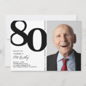 Black White foto 80th Birthday Party Kaart (Voorkant)