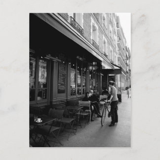 Black & White Foto van Street Cafe in Parijs Briefkaart