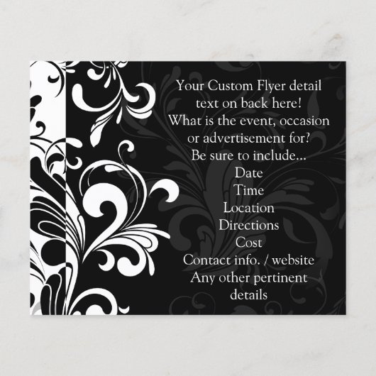 Black White Fountain Swirl Party Flyer (Achterkant)