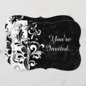 Black White Fountain Swirl Party Kaart (Voorkant / Achterkant)