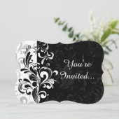 Black White Fountain Swirl Party Kaart (Staand voorkant)