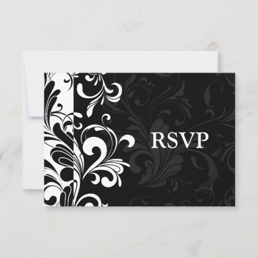 Black White Fountain Swirl Party RSVP Kaartje (Voorkant)