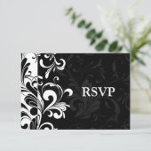 Black White Fountain Swirl Party RSVP Kaartje (Staand voorkant)