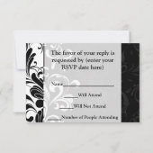 Black White Fountain Swirl Party RSVP Kaartje (Achterkant)