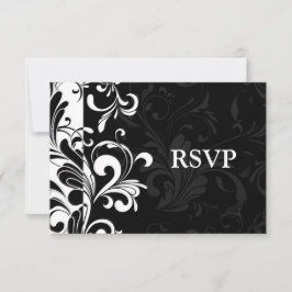 Black White Fountain Swirl Party RSVP Kaartje