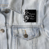 Black White Fountain Swirl Party Vierkante Button 5,1 Cm (In situ)