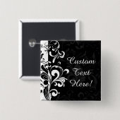 Black White Fountain Swirl Party Vierkante Button 5,1 Cm (Voorkant /achterkant)