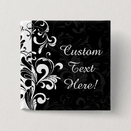 Black White Fountain Swirl Party Vierkante Button 5,1 Cm
