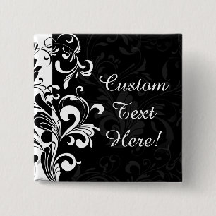 Black White Fountain Swirl Party Vierkante Button 5,1 Cm
