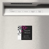 Black, White, Fuchsia Reverse Swirl Wedding Magnet (Insitu (Vaatwasser))