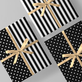 Black & White Fun & Unique Stripes & Polka Dots Inpakpapier Vel
