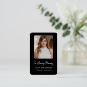 Black White Funeral Photo Memorial Prayer Card Visitekaartje (Staand voorkant)