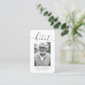 Black & White Funeral Photo Sympathy Modern Visitekaartje (Staand voorkant)