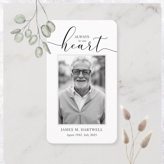 Black & White Funeral Photo Sympathy Modern Visitekaartje