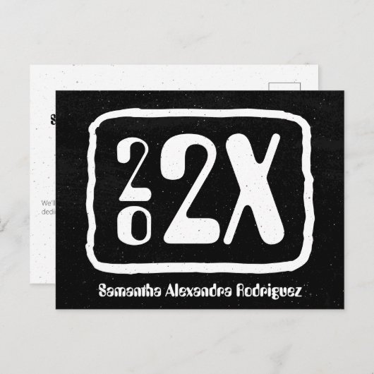 Black & White Funky Class Year Afstuderen Briefkaart (Voorkant / Achterkant)