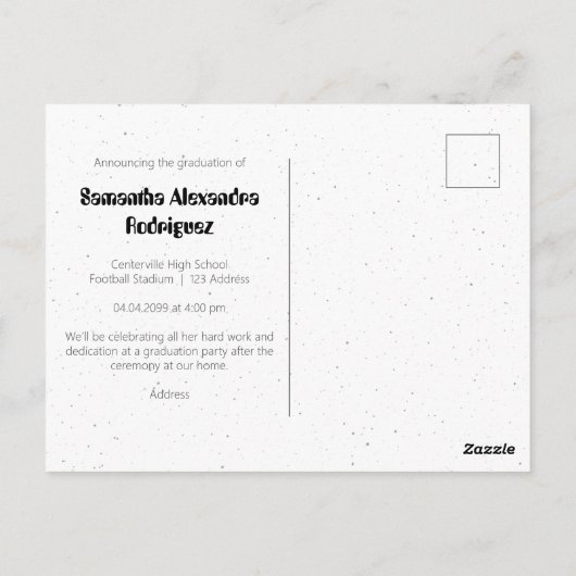 Black & White Funky Class Year Afstuderen Briefkaart (Achterkant)