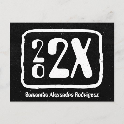 Black & White Funky Class Year Afstuderen Briefkaart (Voorkant)