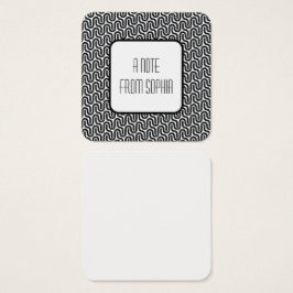 Black & White Funky Retro Patroon Berichtnota's Vierkante Visitekaartjes