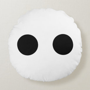 Black White Funny Cute Face Eyes Artsy Modern Rond Kussen