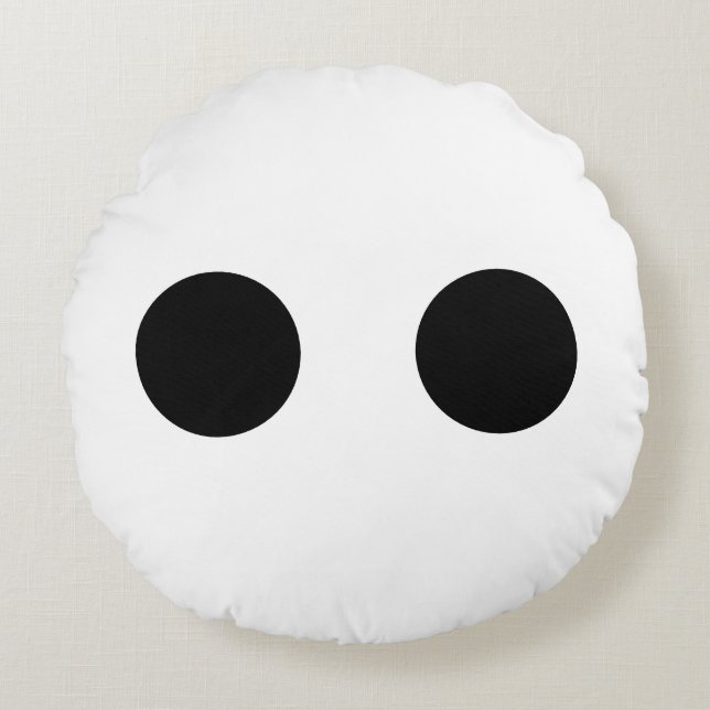 Black White Funny Cute Face Eyes Stylish Cool Rond Kussen (Voorkant)