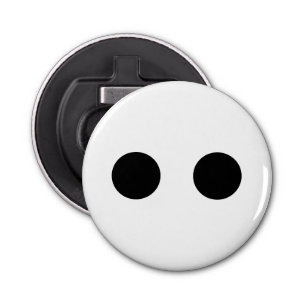 Black White Funny Cute Face Eyes Stylish Trendy Button Flesopener
