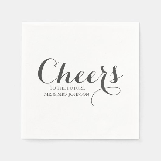 Black White Future Mr & Mrs Name Wedding Servet (Voorkant)