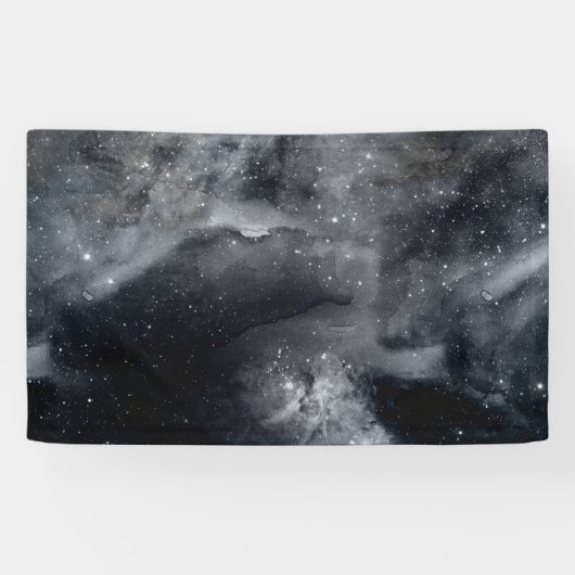 Black White Galaxy Nebula Painting Spandoek (Horizontaal)