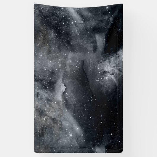 Black White Galaxy Nebula Painting Spandoek (Verticaal)