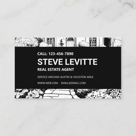 Black & White Garden makelaar Visitekaartje (Achterkant)