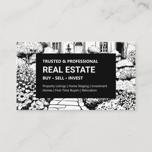 Black & White Garden makelaar Visitekaartje (Voorkant)