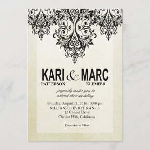 Black & White Gatsby Glitter Flourish Wedding Kaart