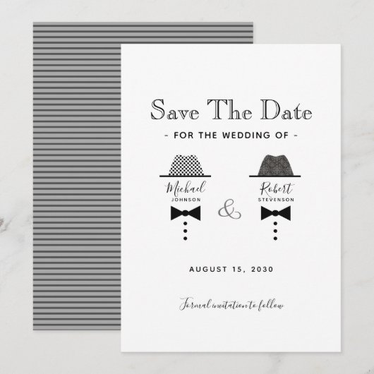 Black White Gay Save The Date (Voorkant / Achterkant)
