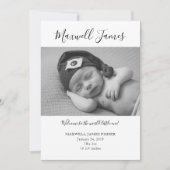 Black & White Geboorteaankondiging Kaart (Voorkant)