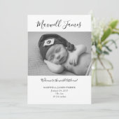 Black & White Geboorteaankondiging Kaart (Staand voorkant)