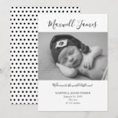 Black & White Geboorteaankondiging Kaart (Voorkant / Achterkant)