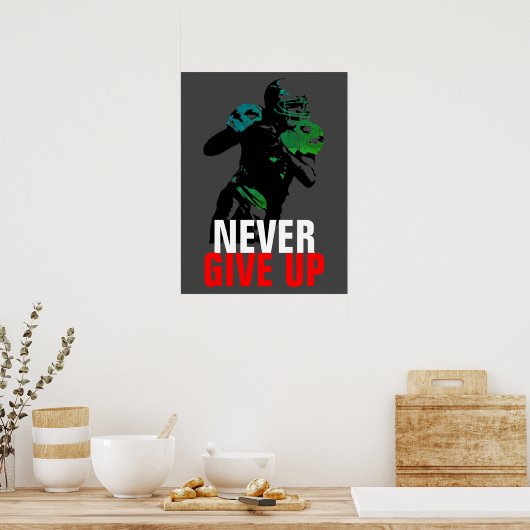 Black White geeft nooit Football voor succes op Poster (Keuken)