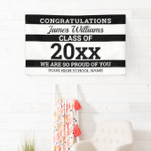 Black White Gefeliciteerd, klasse 2022 Afstuderen Spandoek (Insitu)