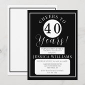 Black & White Gender Neutral Birthday Party Kaart (Voorkant / Achterkant)