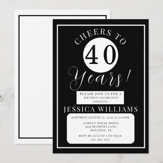 Black & White Gender Neutral Birthday Party Kaart (Voorkant / Achterkant)