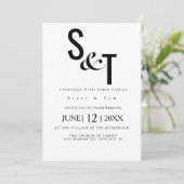 Black White Geo Back Typography Wedding Kaart (Staand voorkant)